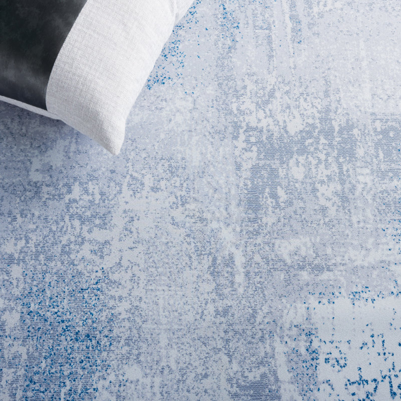Tacoma 48" Square Blue Abstract Washable Rug