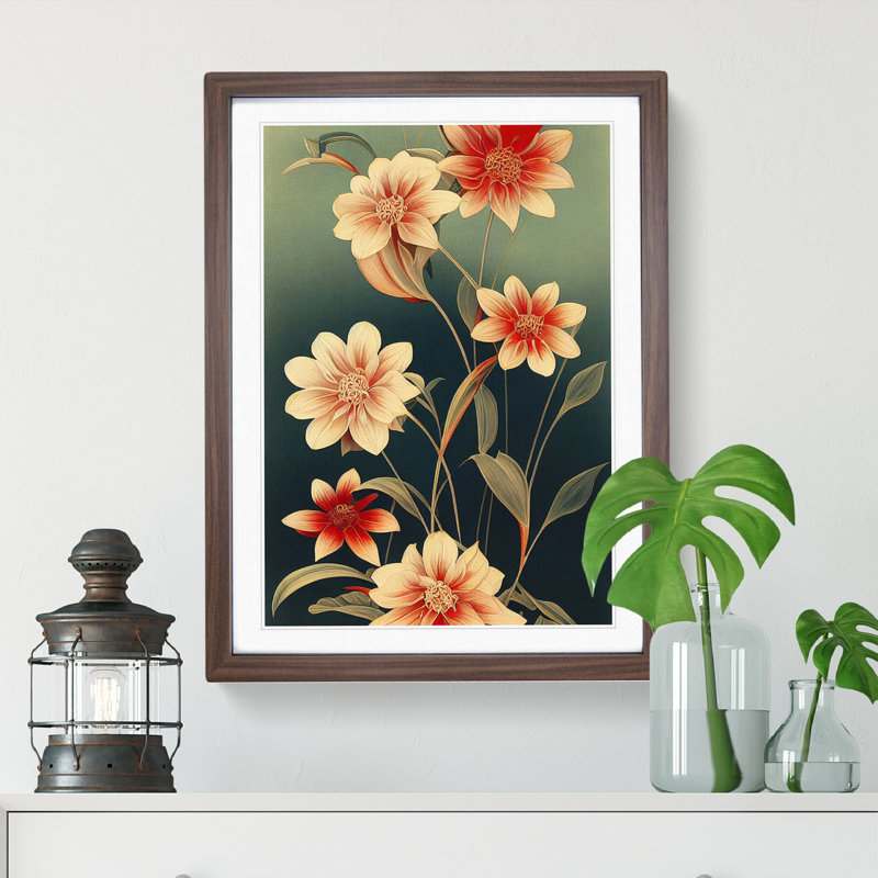 Boundless Flowers - Wall Art, 66cm H x 48cm W x 2cm D, Walnut Framed, White