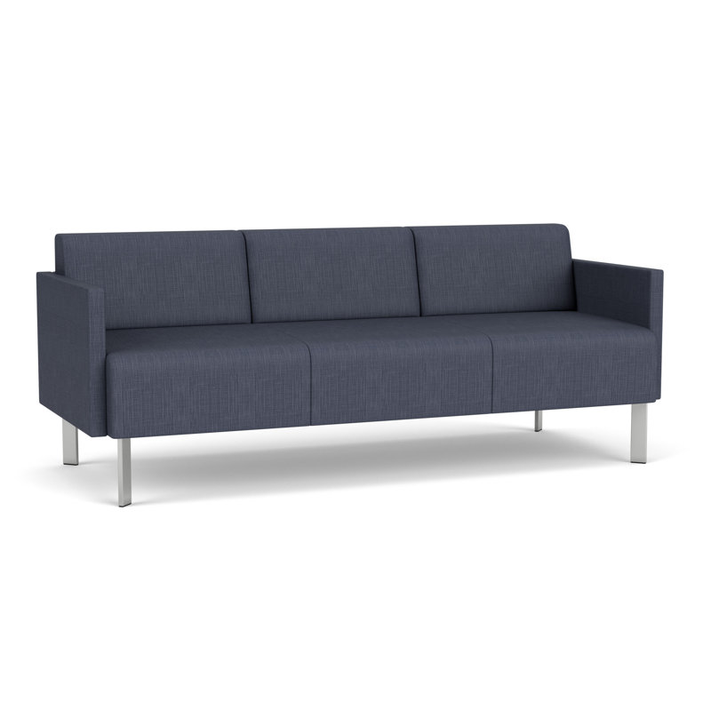 Luxe Lounge Reception Sofa, Silver Steel, Plot Line Navy