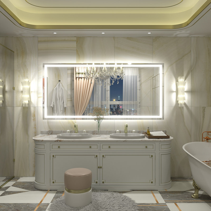 Wayfair Basics® UL Certified Front & Back LED Anti-Fog Tempered Glass Bathroom/Vanity Mirror with 3-Year Warranty, 60" x 28"