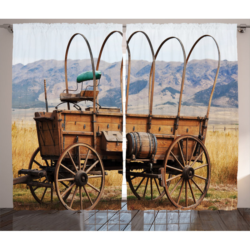 Western Semi-Sheer Rod Pocket Curtain Panels, 54" W x 84" L
