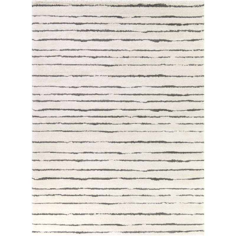 Carreno Cream/Grey Abstract Stripe Area Rug, Rectangle 5'3" x 7'