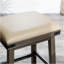 Tabouret de comptoir 24 po, finition blanc antique, siège en cuir noir