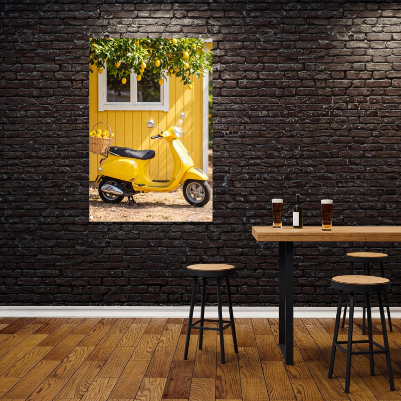 «Yellow Scooter Lemons», impression d'art rustique rétro sur un arbre citronnier, H 60 po x l 40 po