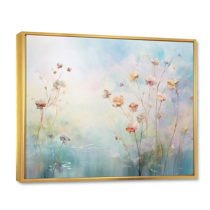«Blue Enchanted Gardens II - Abstract Botanicals», décoration murale, L 40 po x H 30 po, Cadre flottant doré