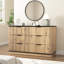 Armoire de rangement multifonctionnelle à six tiroirs avec présentoir de table et glissières lisses, 47,2 * 15,7 * 29,6 pouces, coins arrondis, pour l'organisation du salon de la chambre à coucher, matériau minimaliste