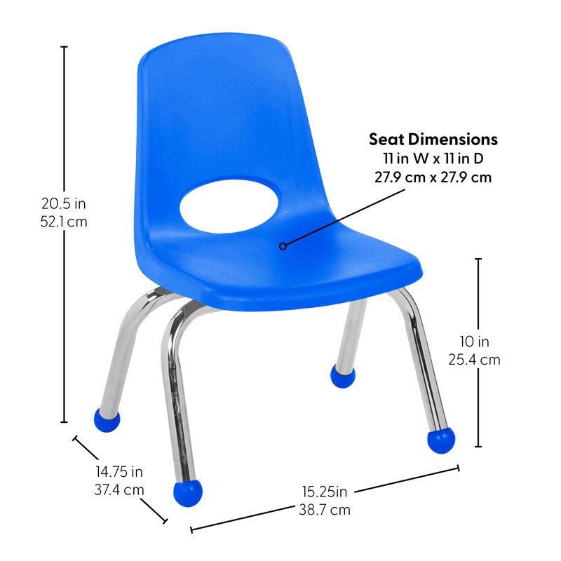 10" Multicolor Plastic Stackable Classroom Chairs with Chrome Legs, Set of 4