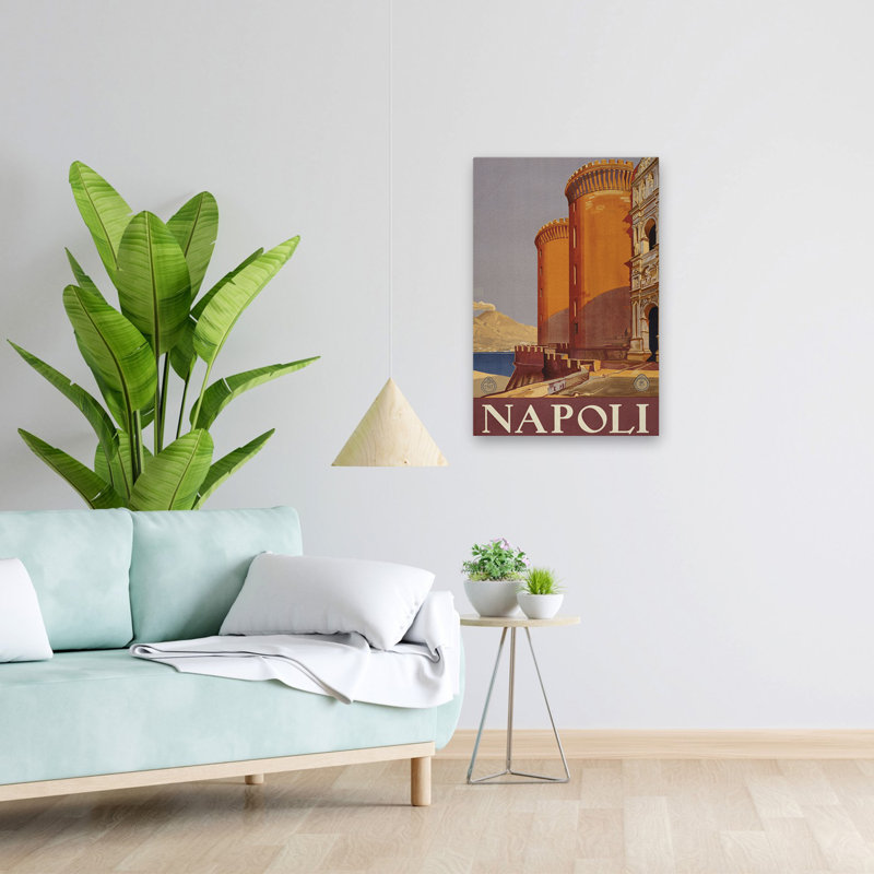 Napoli minimaliste; Illustration de voyage et carte moderne, H 24 po x l 16 po