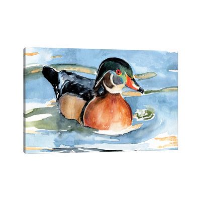Watercolor Woodduck II 1 Piece Wrapped Canvas Painting