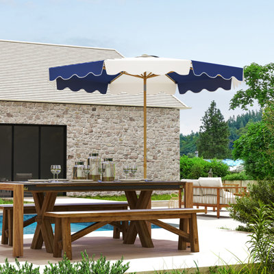 Parasol de patio 9 pi, parasol inclinable UPF 50+ avec manivelle, couleur mixte