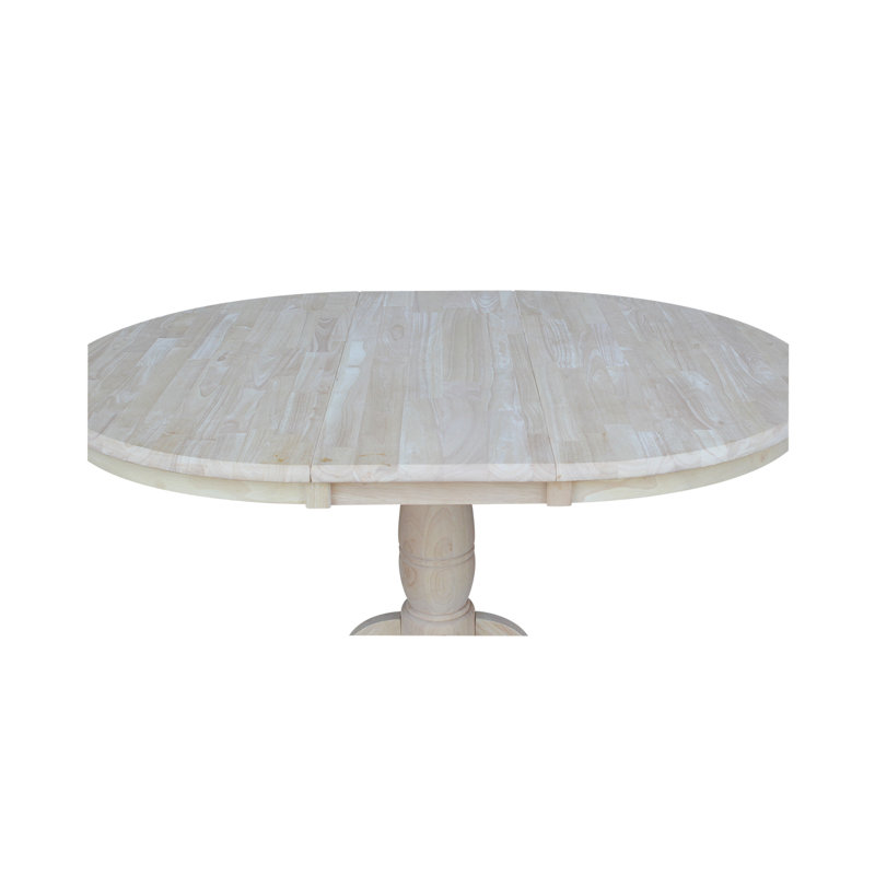 Ingbert Extendable Solid Wood Pedestal Dining Table, Unfinished