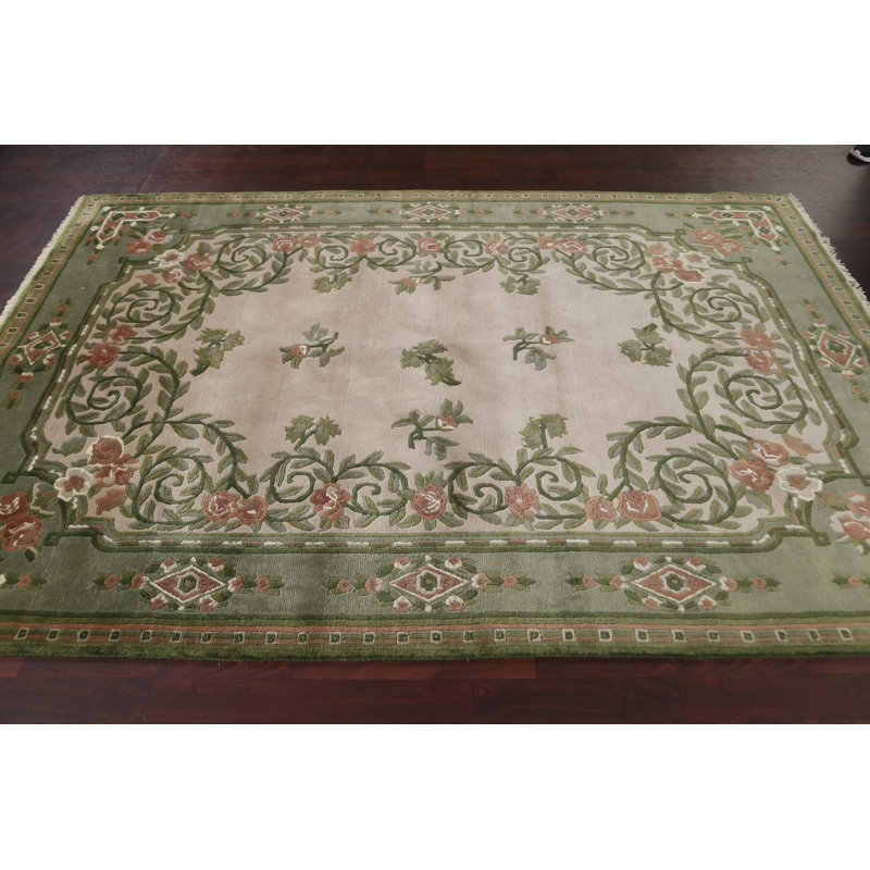 Tapis népalais floral en laine noué à la main 6 x 9