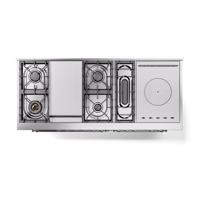 ILVE Nostalgie II Noblesse 60 inch Dual Fuel Range  (7 Sealed Burners + Griddle + French Top, Triple Glass Door, RAL), Brass