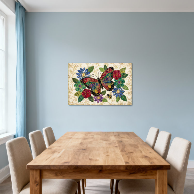 Motif floral animaux avec abeille, H 16 po x l 24 po