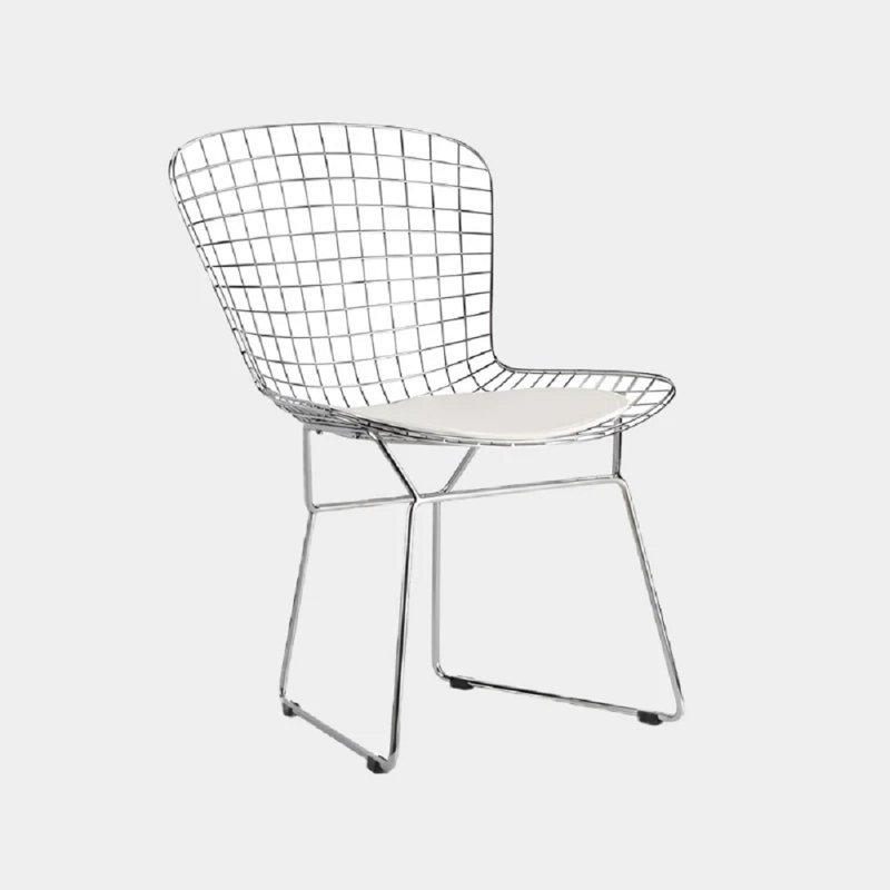 Chaise en métal, Argent argent, Blanc
