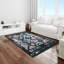 Tapis Bigghome, motifs turcs traditionnels réversibles 3 x 5 lavables à la machine - bleu et noir-117320624