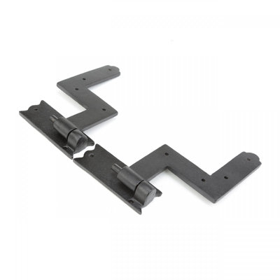 Charnières à volet en fer forgé noir - 6 x 6,5 pouces de style colonial sangle antirouille - paquet de 8 avec vis de fixation