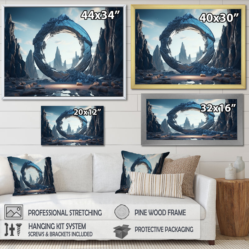 Portail surréel de la galaxie surréaliste II - surréalisme, art mural, Cadre d'angle fermé noir, H 12 po x l 20 po x P 1 po