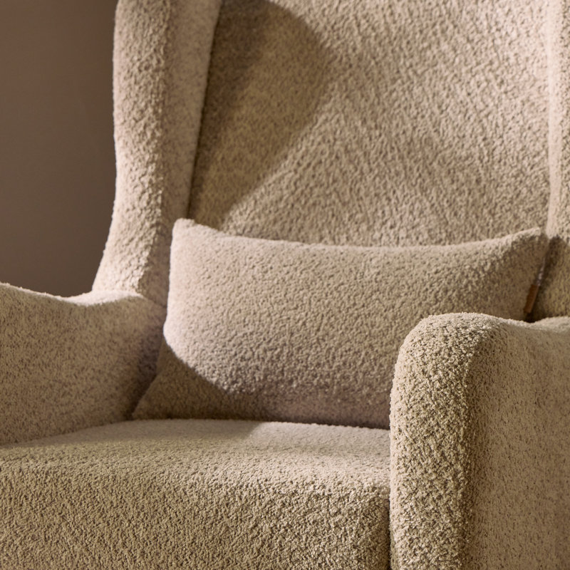Harper Wingback Rocking Chair & Footstool – Teddy, Mushroom