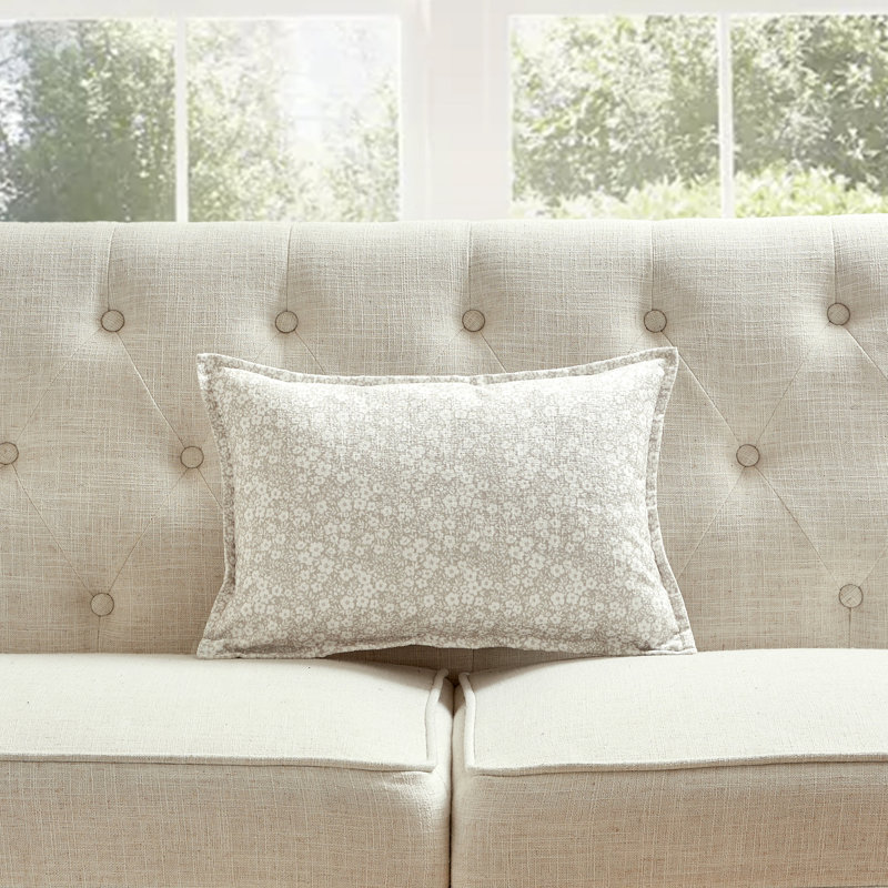 Coussin réversible à motif floral Leaf, Beige