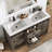 59" Double Bathroom Vanity With Sink, Faucet, Drain Assembly, Drawers, And Sliding Barn Doors