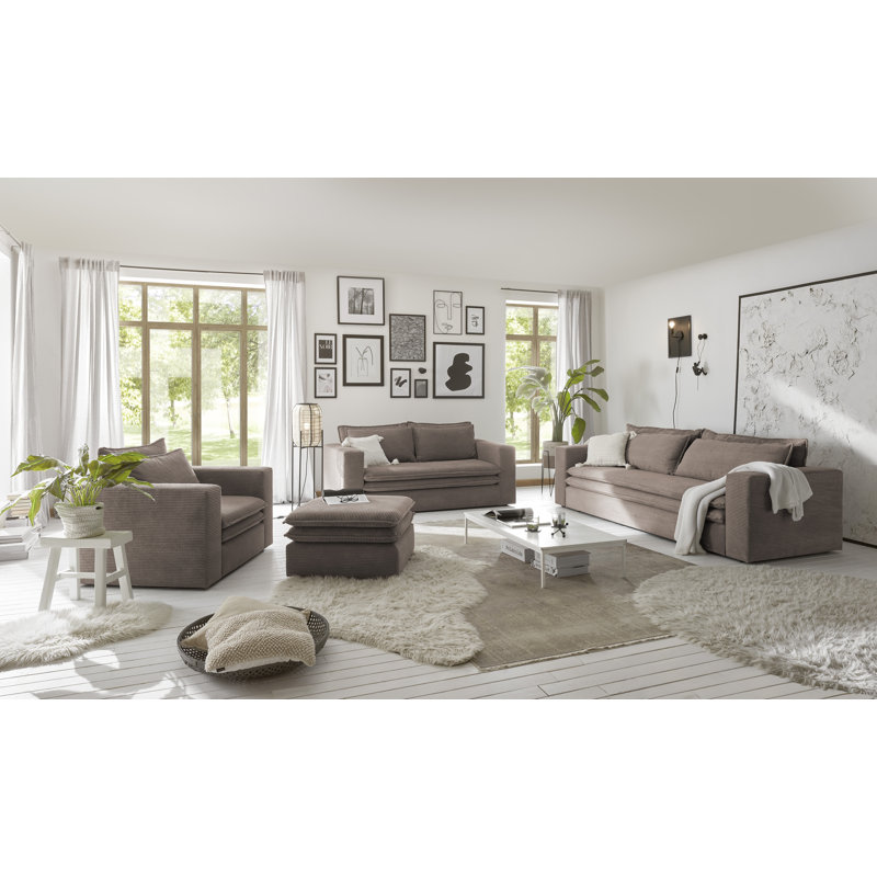 Adhavan 2 Seater Corduroy Sofa, Tan