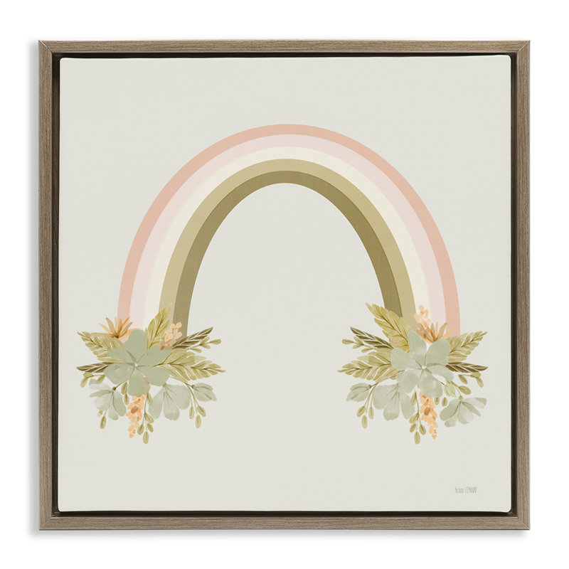 «Blooming Floral Rainbow» par House Fenway, Cadre flottant orme Montalcino, H 18 po x l 18 po