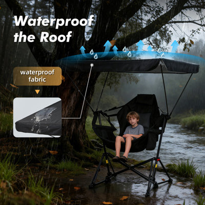 Hammock Camping Chair with Canopy & Footrest, Folding Rocking Swing Chair (Set of 1)