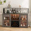 Meuble bar à vin moderne avec éclairage DEL et prises électriques – Buffet indépendant avec casier à vin, porte-verres et grand espace de rangement – ​​Idéal pour la salle à manger, la cuisine ou le salon-1744434831