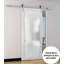 Porte de grange robuste en verre trempé givré | Planum 2102 | Ensemble de quincaillerie lourde pour cintres 6,6 pi argenté | Portes intérieures modernes à panneau massif - Rail argenté-110275165-110275177