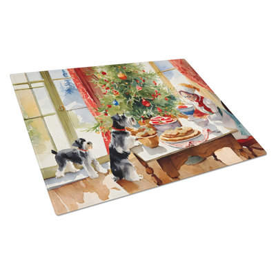 Schnauzer Christmas Cookies Glass Cutting Board