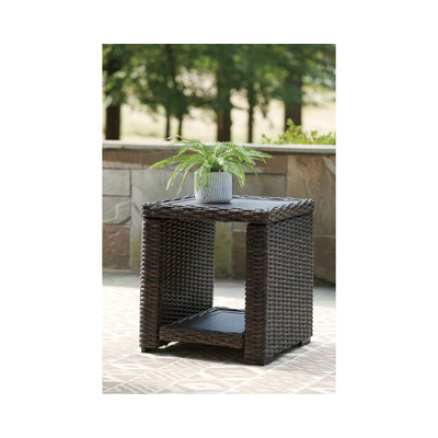 Humnoke Square Wicker Outdoor Side Table , 20.25'' in. W 20.13'' in. D