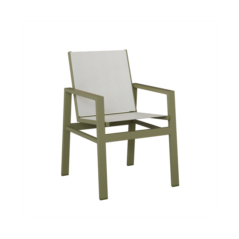Chaise d'extérieur en aluminium avec tissu Sling Vida, Aluminium vert sauge, Noir luxe