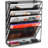 Wall File Holder 5 Tier Vertical Hanging File Organizer Wall Mount Paper Folder Rack With Bottom Flat Tray For Office And Home,Black-936346669-936346671