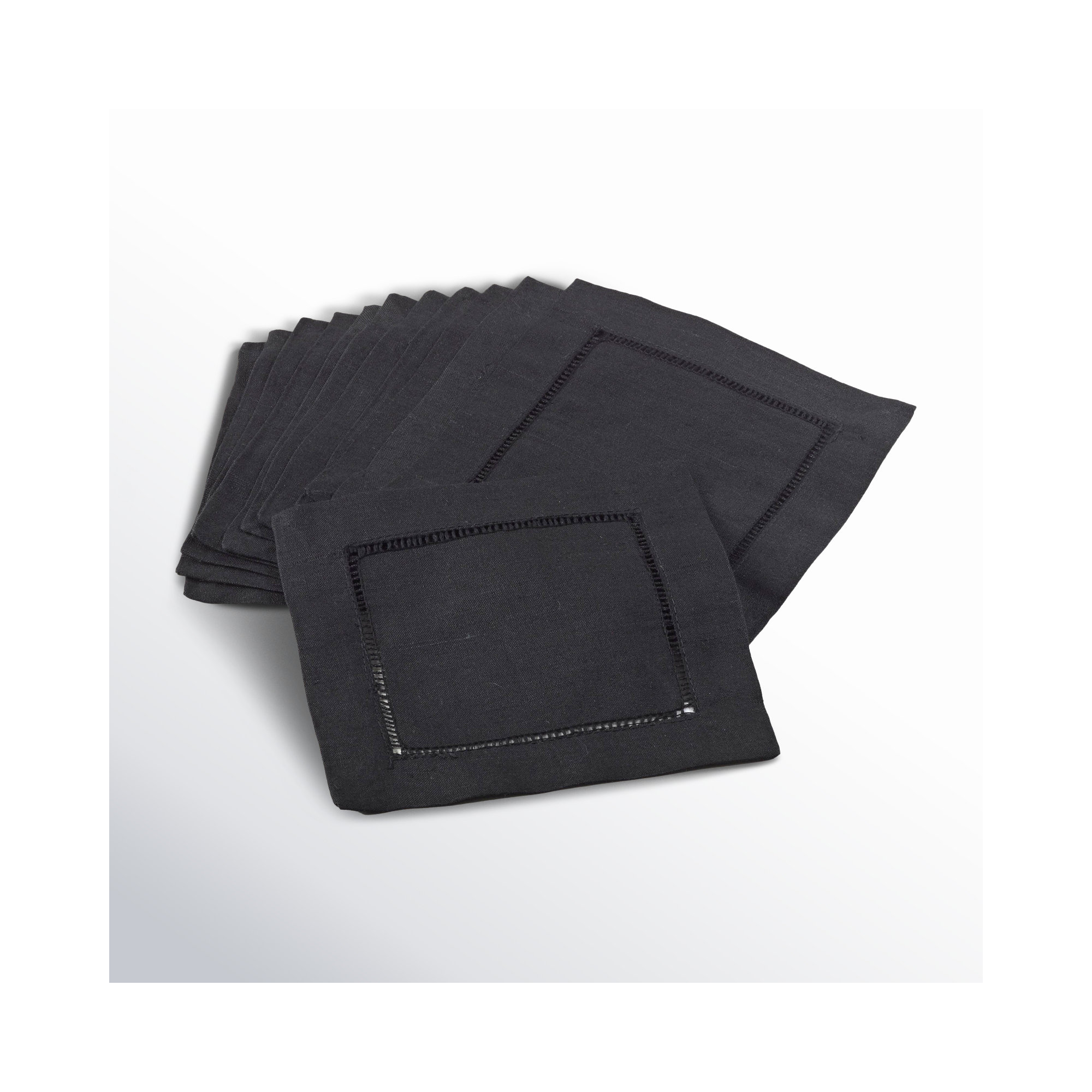 Gelder Cocktail 6" Linen/Cotton Napkin Set, Black