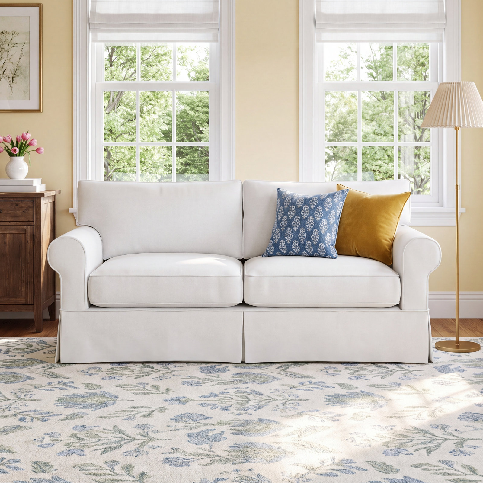 Amari 83'' Sofa, Classic Bleach White Twill
