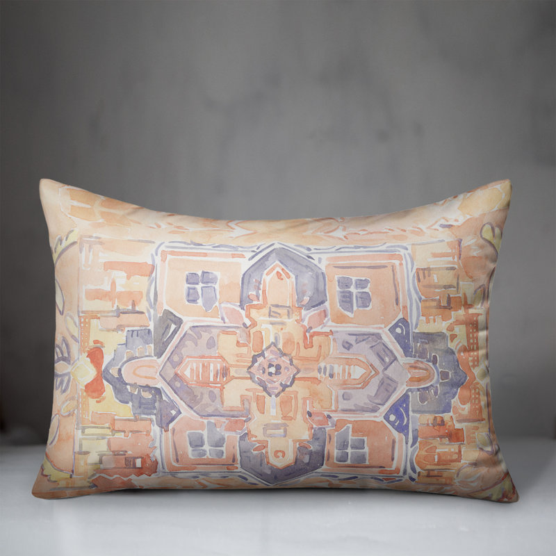 Housse et insert de coussin rectangulaire en aquarelle