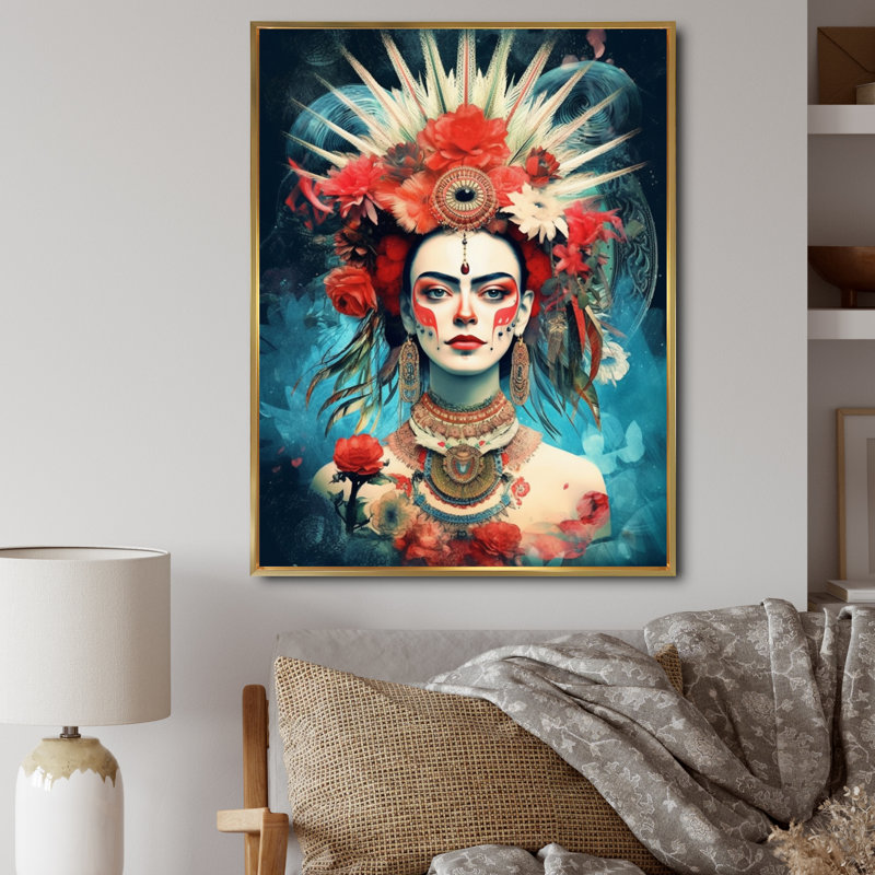 Floral Goddess II, reproduction d'art sur toile, H 44 po x l 34 po x P 1,5 po, Cadre flottant doré