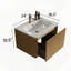 Meuble-lavabo mural flottant avec lavabo en céramique et tiroir à ouverture par pression pré-assemblé-474301011