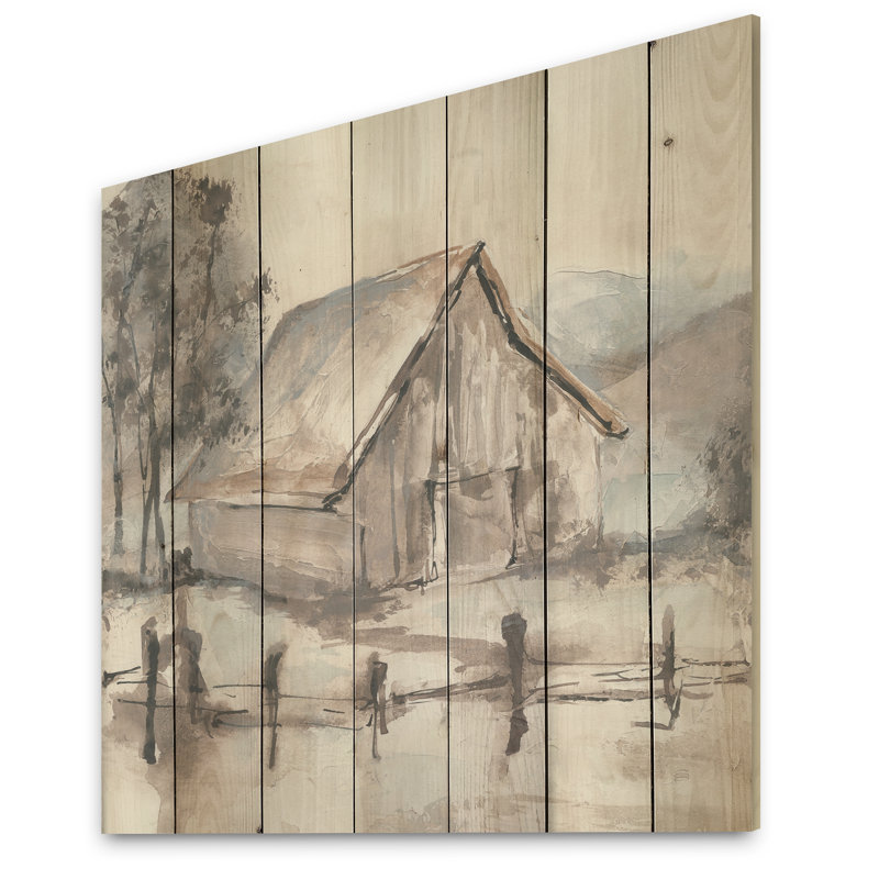 Farmhouse Barn Gray VII - peinture sur, H 16 po x l 16 po x P 1 po