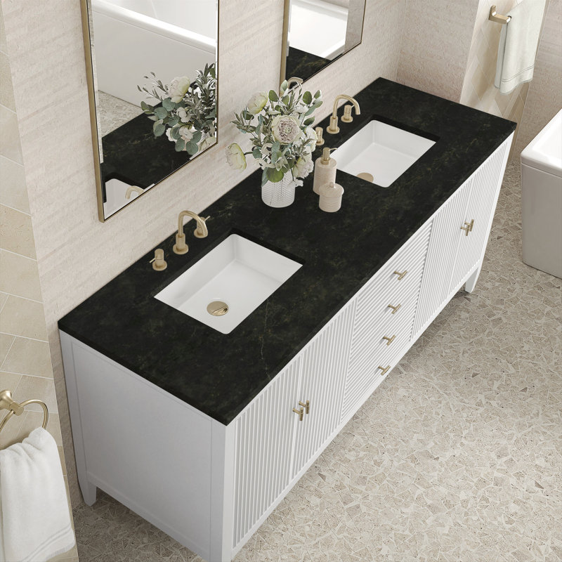 Myrrin 72'' W Double Vanity, Bright White, Phantome Eclos, 8" Widespread