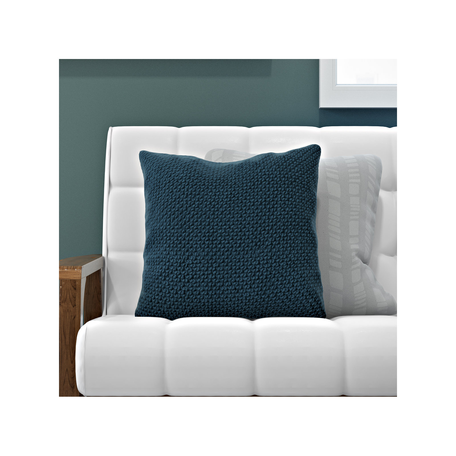 Mansel Textured Throw Pillow, Peacock Blue, Square 20", Polyester