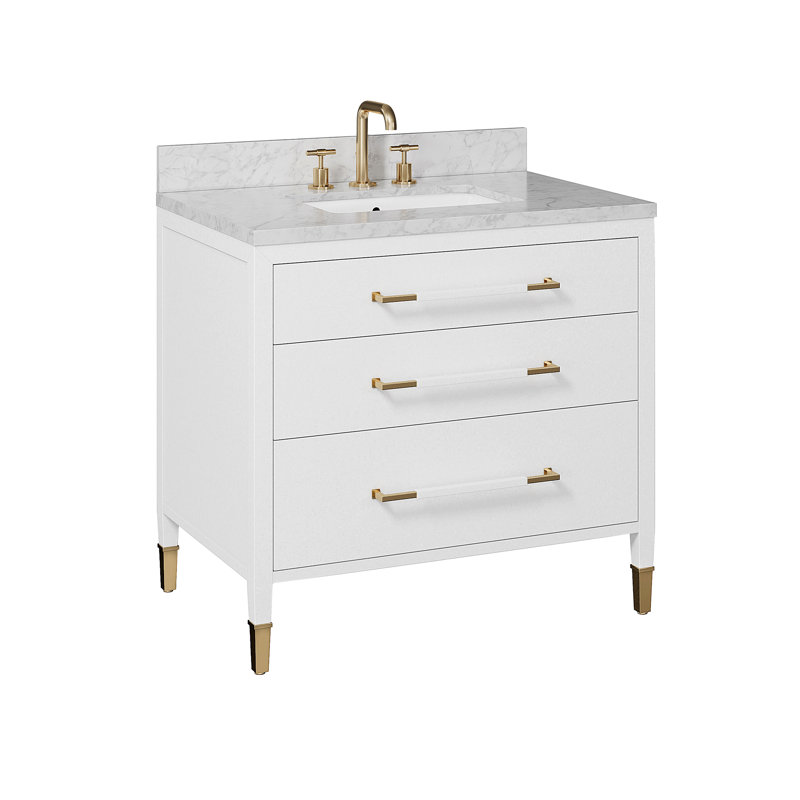 Meuble-lavabo rectangulaire 36 po Verona, Acrylique blanc