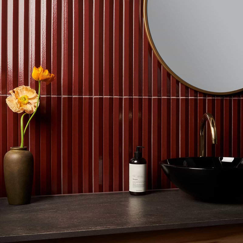 Ponto 4.92 In. X 15.74 In. 3D Polished Porcelain Wall Tile (6.99 Sq. Ft. / Case), Ruby Red