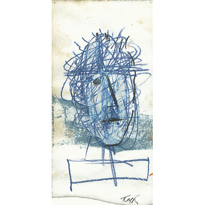 «Studio Series 1 Blue Face» par Robert Robinson - peinture sur toile tendue