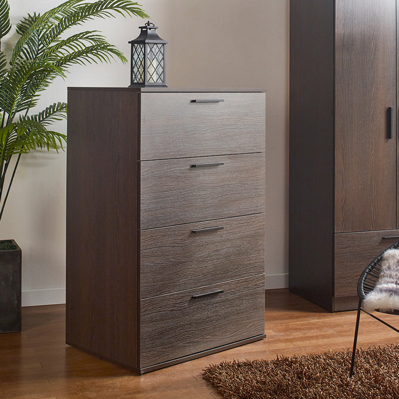Commode en bois massif avec tiroir extra profond pour le rangement en glissières pleine extension