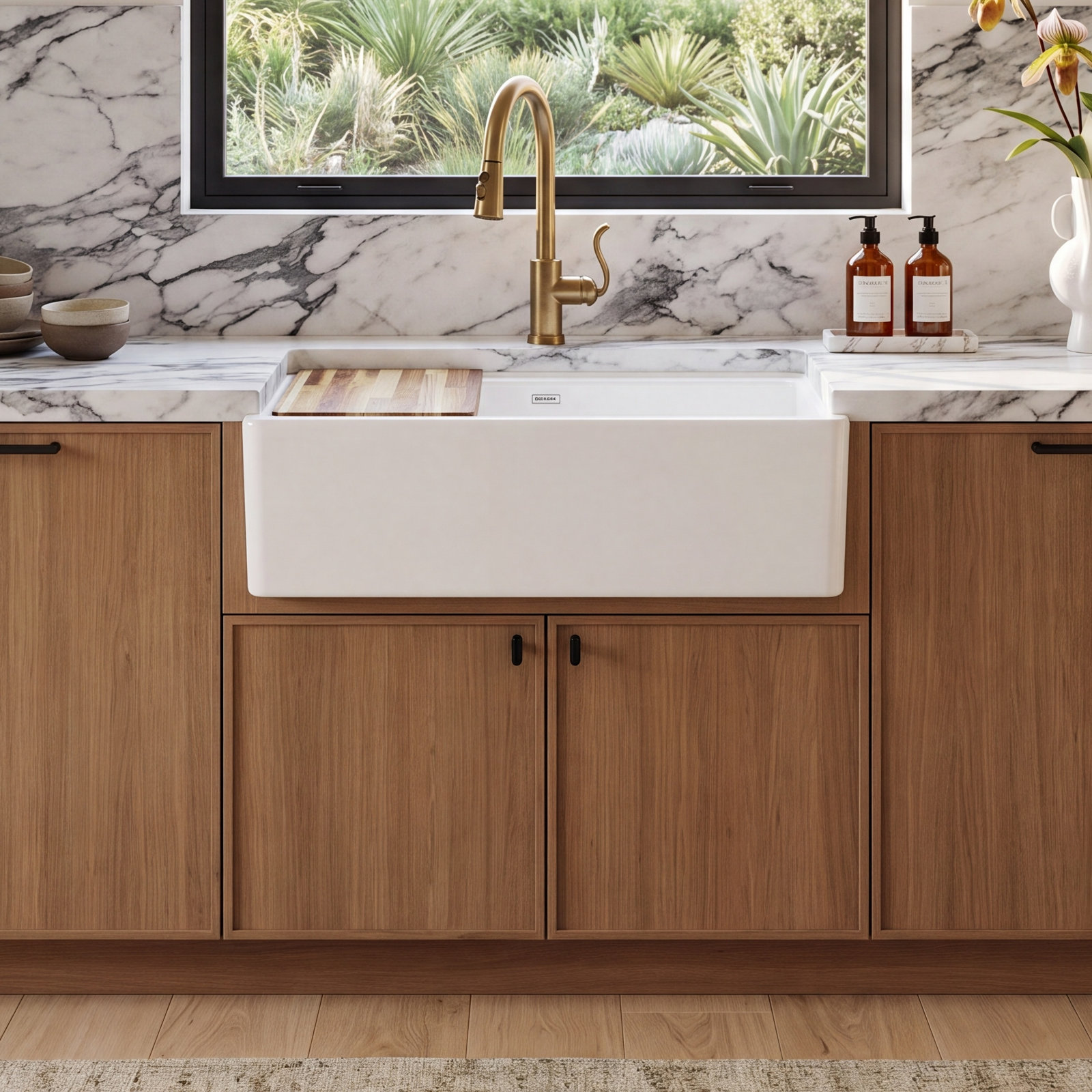 33" Double Basin Farmhouse Kitchen Sink, White