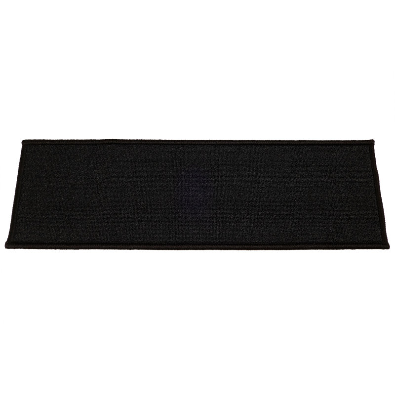 Tapis d'escalier antidérapant lavable à la machine, Rectangle 36 po x 8,5 po, Noir