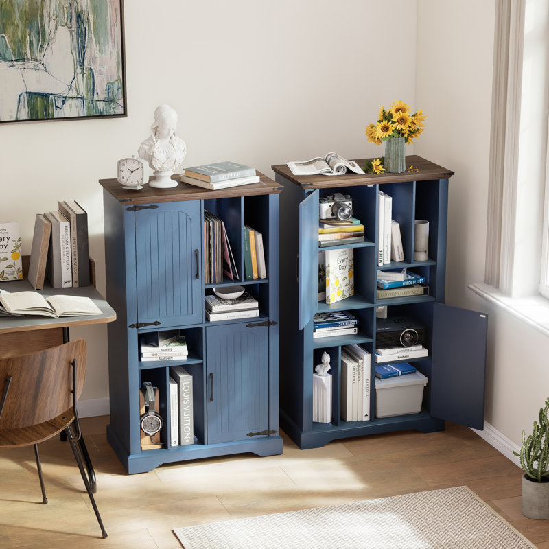 Bibliothèque de campagne 47 "avec portes de grange, Bleu