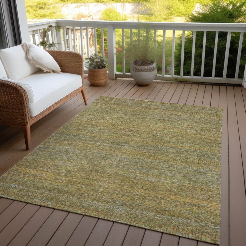 Tapis sauge lavable à la machine intérieur / extérieur Claudian ACN1633, Rectangle 9 pi x 12 pi